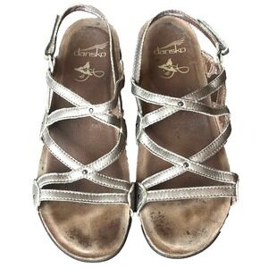 Dansko Jovie Metallic Strappy Sandals Bronze Leather Womens 9.5-10 EU 40